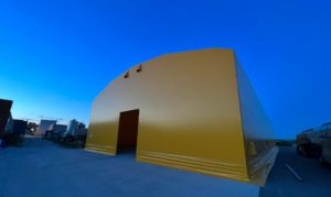 Finest-Hall Factory OÜ toodetud ja paigaldatud PVC hall mõõtudega 18x46m, kõrgus 6,1m Estover Piimatööstus OÜ-le.