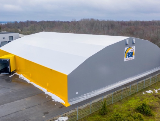 Finest-Hall Factory OÜ toodetud ja paigaldatud PVC hall mõõtudega 35x40 m, kõrgusega 5 m Eesti Kalatootjate Keskühistule.
