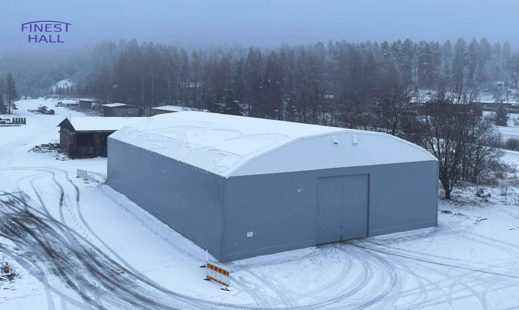 Finest-Hall Factory OÜ toodetud ja paigaldatud PVC hall mõõtudega 20x30m, kõrgusega 5 meetrit Lempäälän kunta-le.