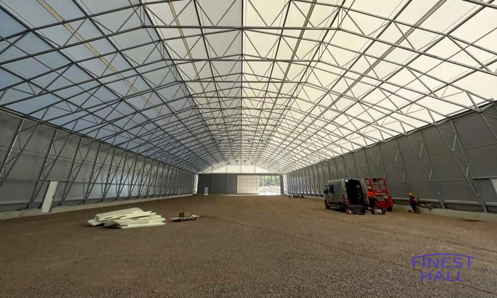 Finest-Hall Factory OÜ toodetud ja paigaldatud PVC hall mõõtudega 30x104m, kõrgusega 5,6 meetrit Lehtonen Yhtiöt Oy-le.